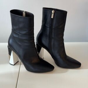 Jimmy Choo Melrose 95 Lambskin Heel Ankle Boots Black Size 38.5